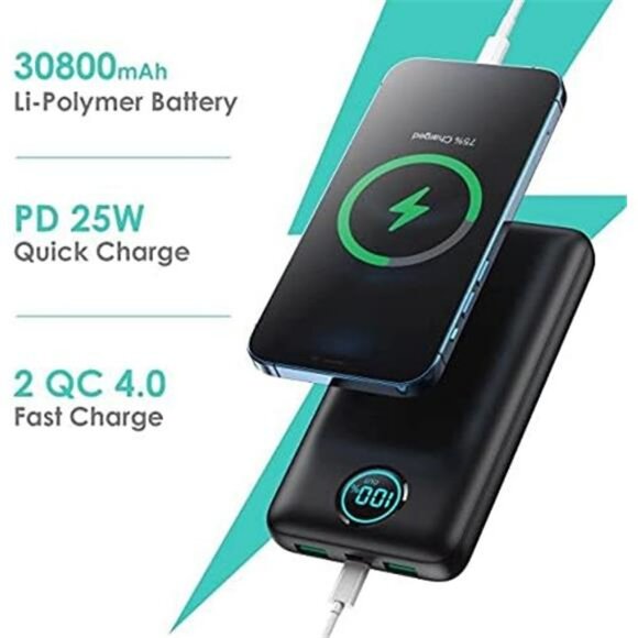 Power Bank 30800mAh Fast Charging Portable Charger LCD USB C iPhone Android - Picture 5 of 7